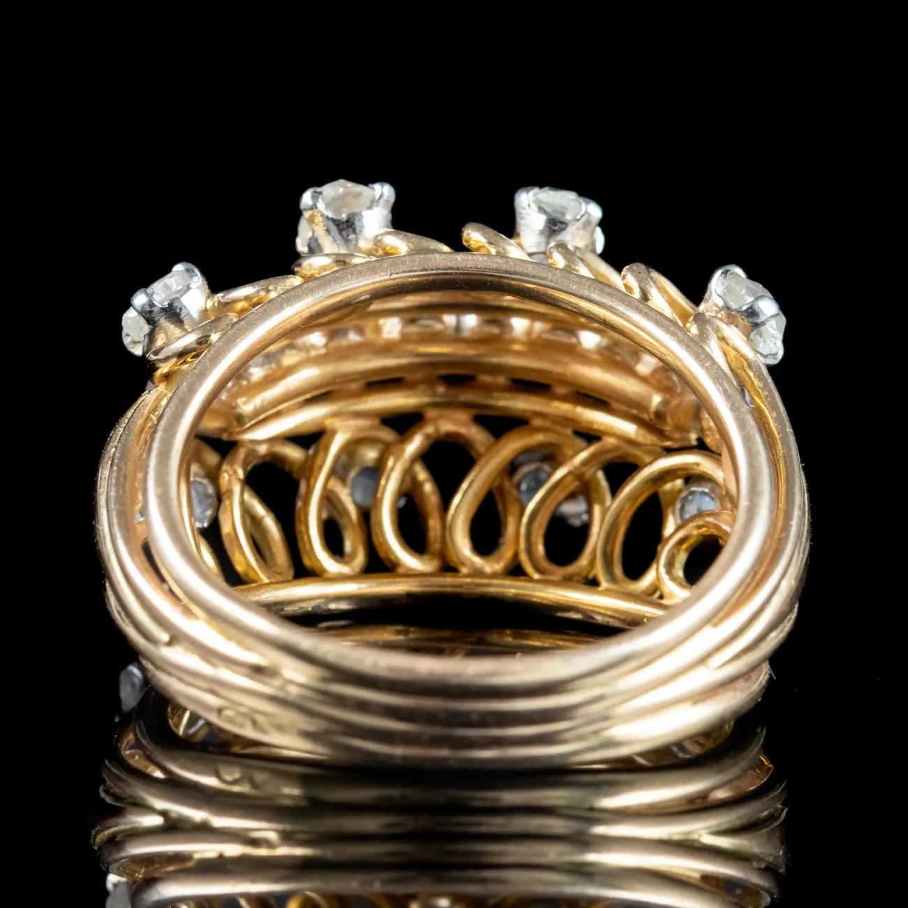 Art Deco French Diamond Boule Cocktail Ring 2ct Diamond