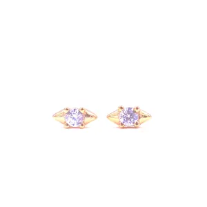 Ashley Gold Sterling Silver Gold Plated Mini CZ Triangle Design Stud Earrings