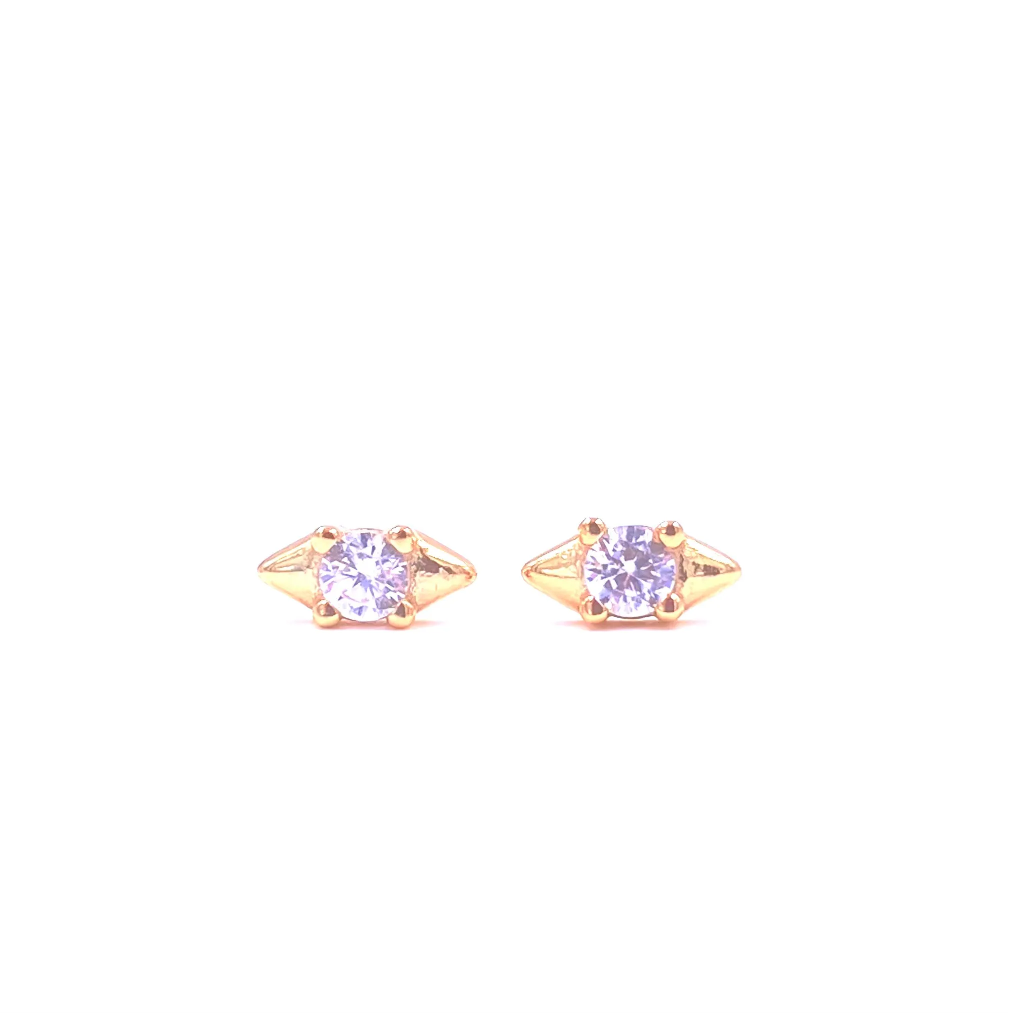 Ashley Gold Sterling Silver Gold Plated Mini CZ Triangle Design Stud Earrings