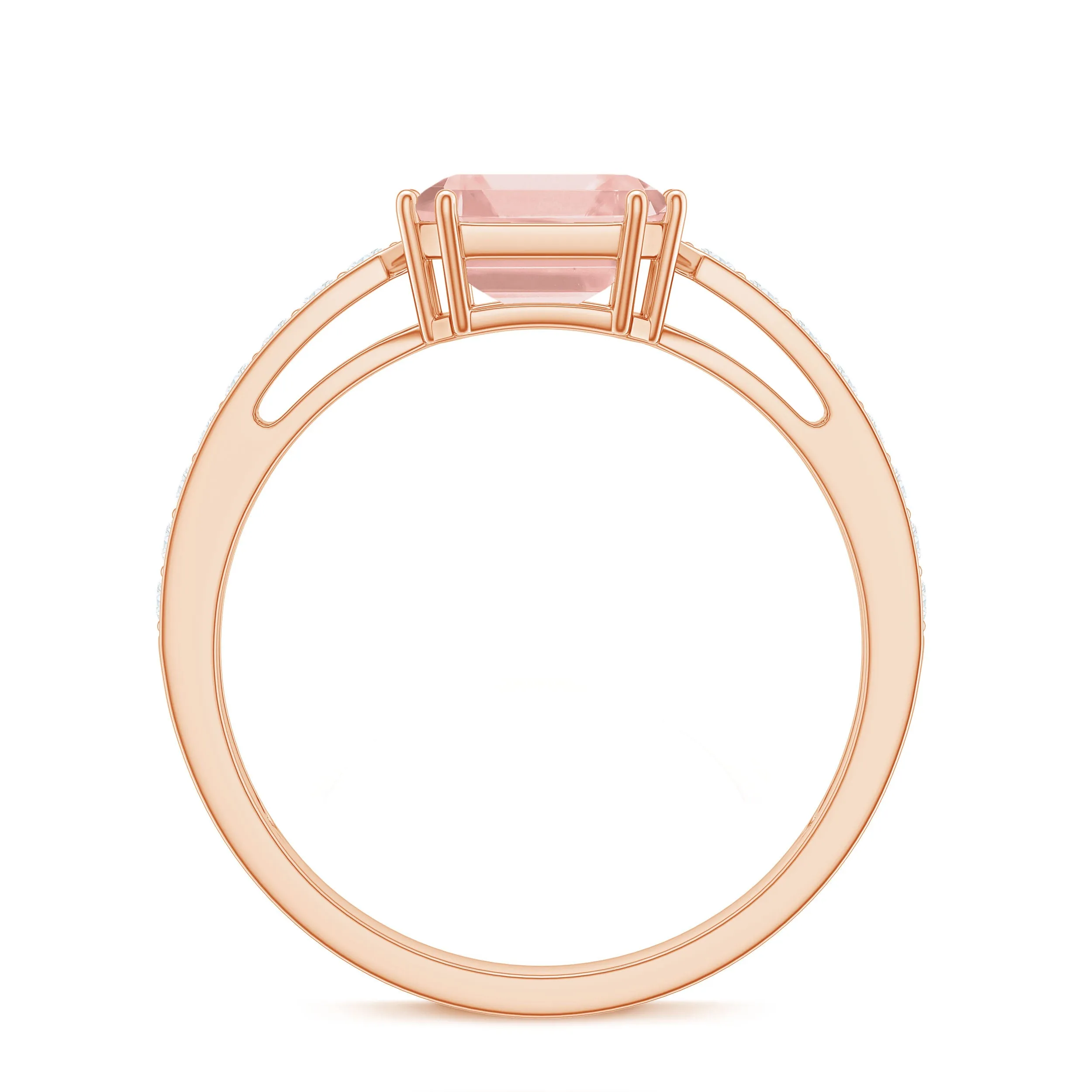 Asscher Morganite Solitaire Engagement Ring with Diamond