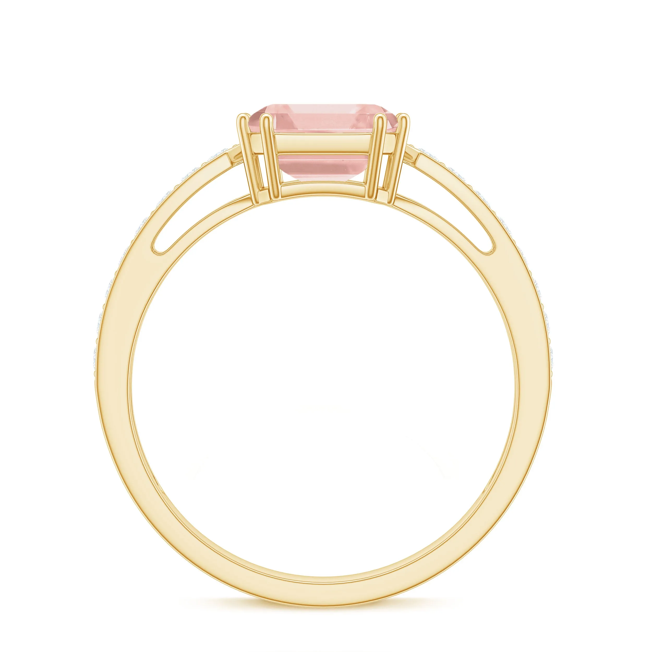Asscher Morganite Solitaire Engagement Ring with Diamond