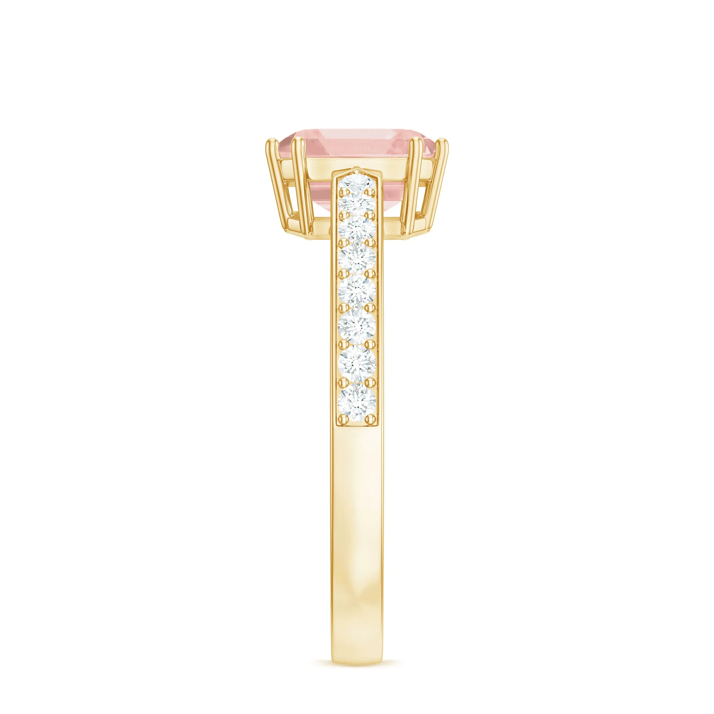 Asscher Morganite Solitaire Engagement Ring with Diamond