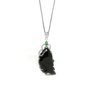 Baikalla 18k Genuine Burmese Black Jadeite Jade "年年有余“ Fish Pendant Necklace