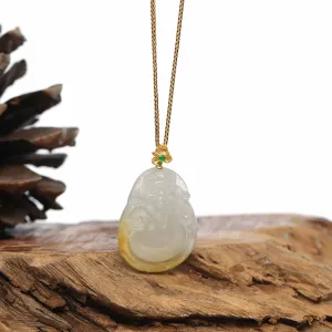 Baikalla 18K Yellow Gold Genuine Burmese Green Jadeite Jade Money Sainte Pendant