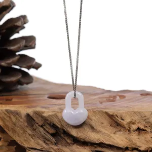 Baikalla Lavender Jadeite Jade Heart Lock Necklace Pendant