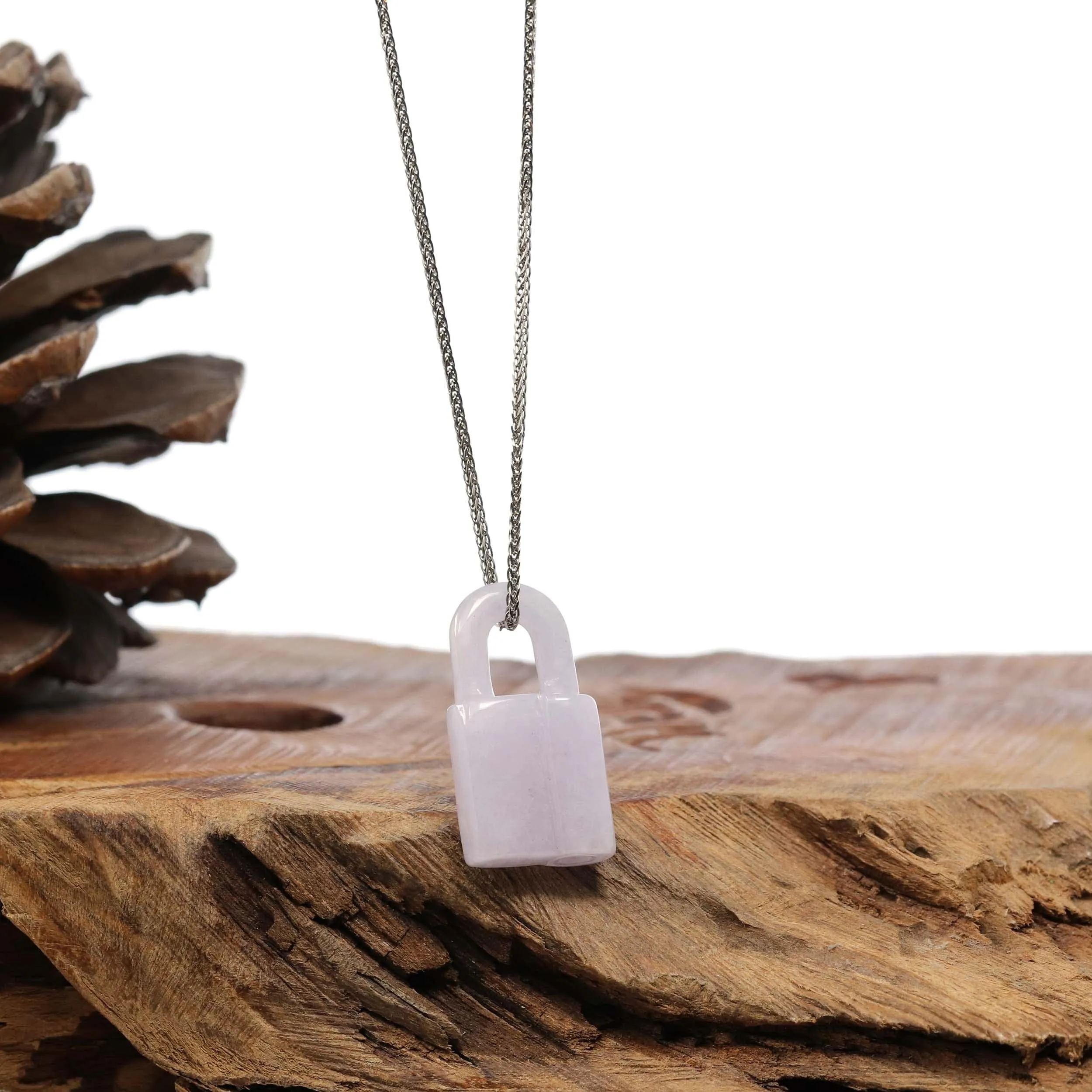Baikalla Lavender Jadeite Jade Lock Necklace Pendant