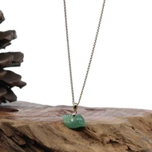 Baikalla " Dolphin " Carving Pendant Necklace Natural Ice Green Jadeite Jade