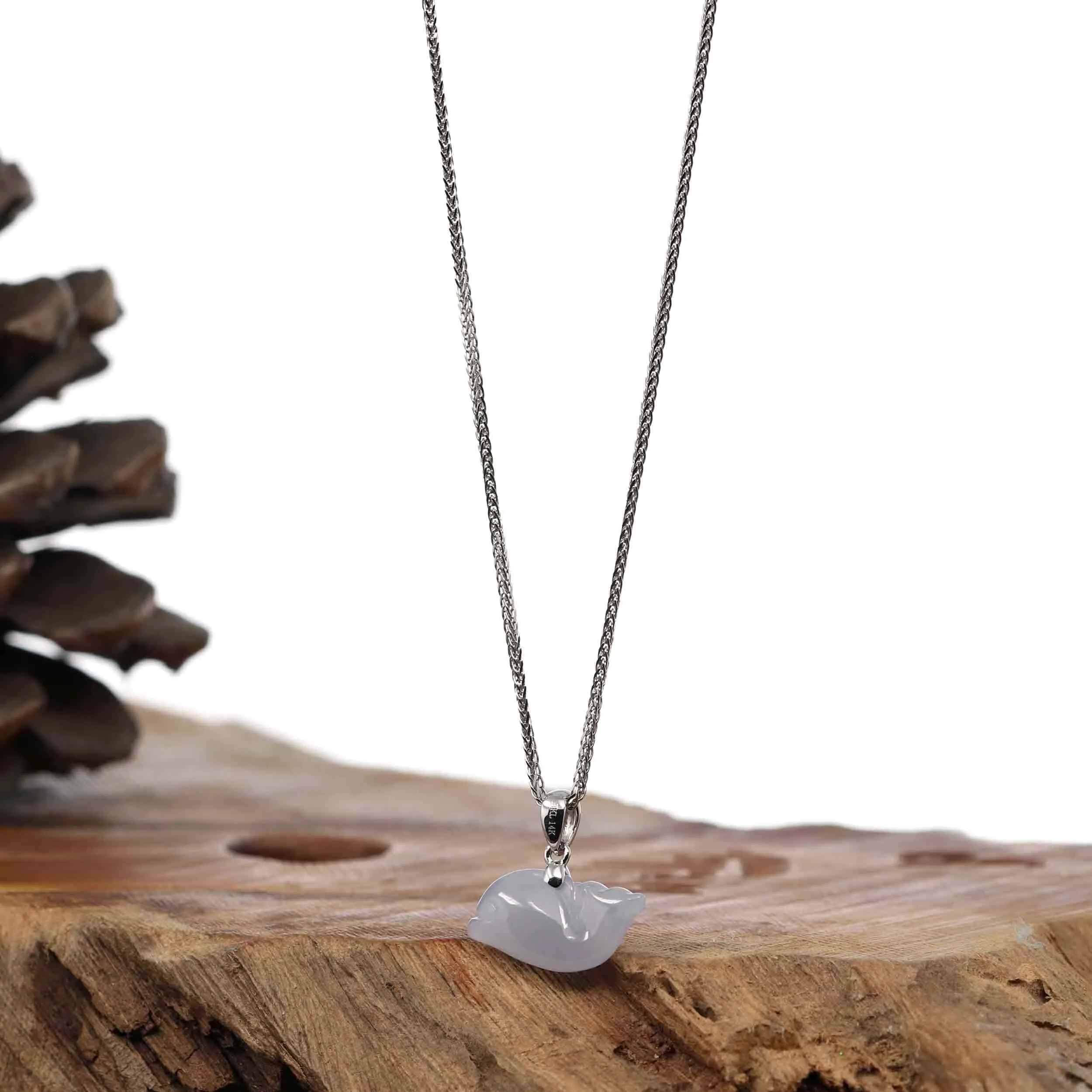 Baikalla " Dolphin " Carving Pendant Necklace Natural Ice Jadeite Jade