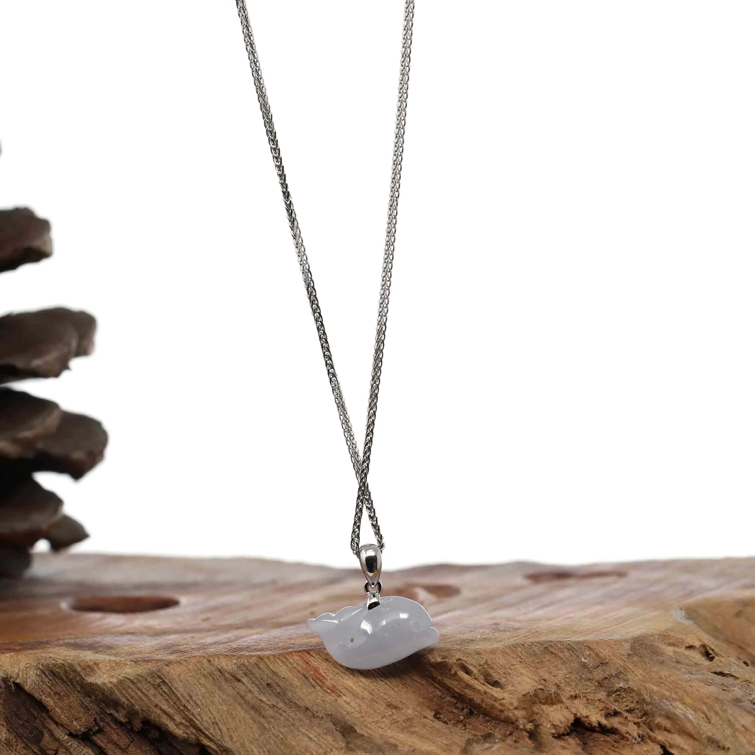 Baikalla " Dolphin " Carving Pendant Necklace Natural Ice Jadeite Jade