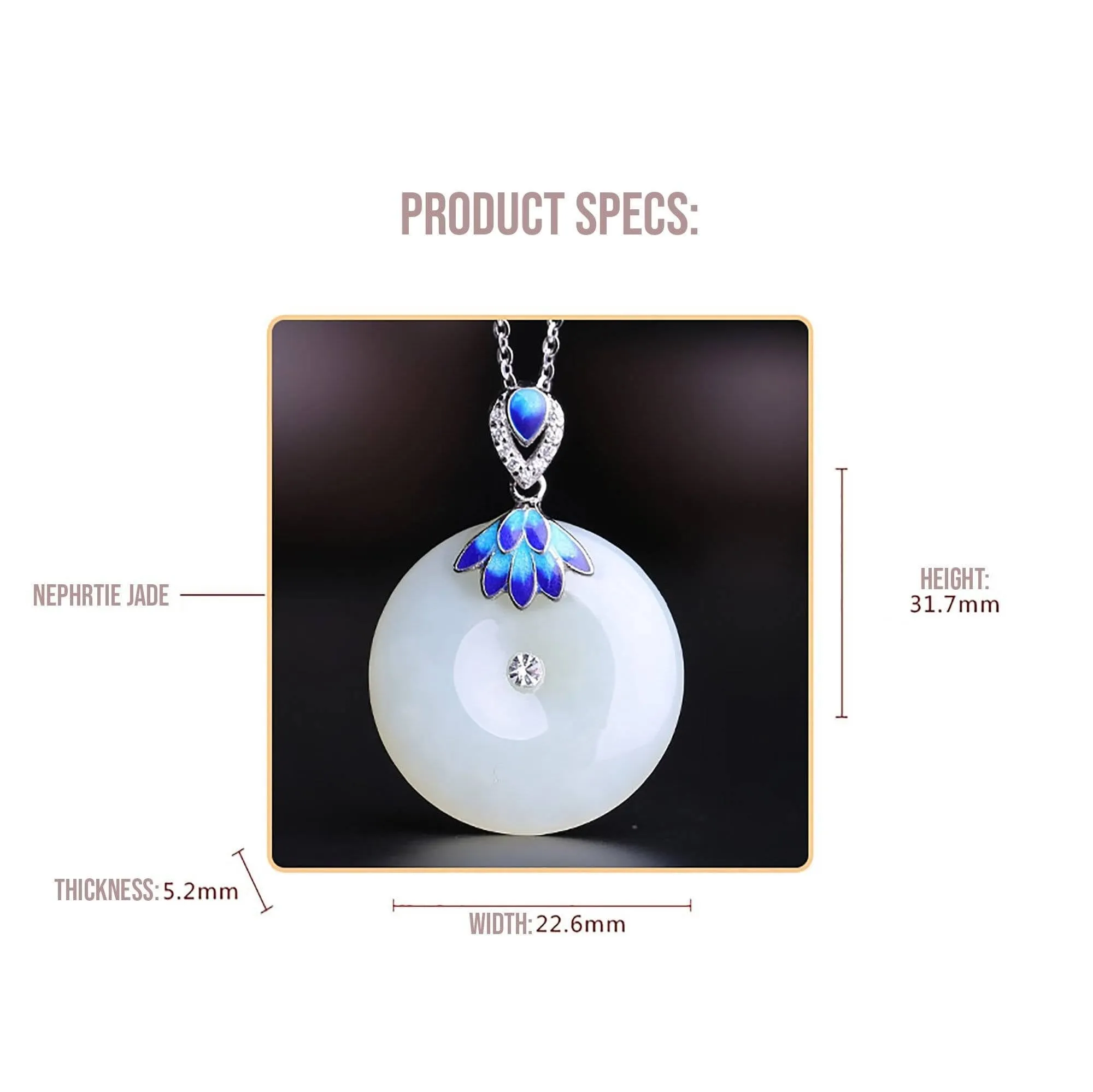 Baikalla™  "Circle of Happiness" Genuine White Nephrite Jade Necklace With Silver Accents