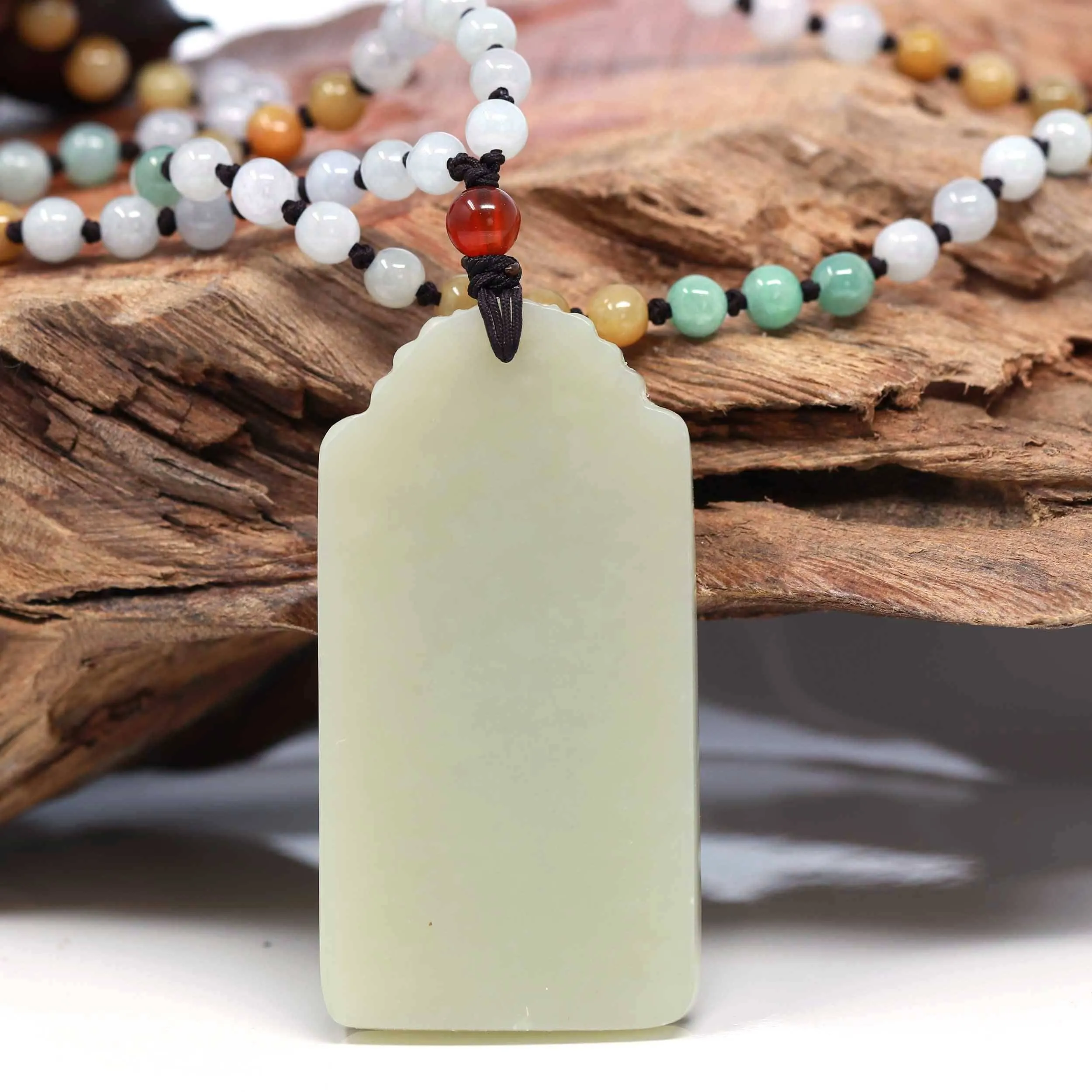 Baikalla™ "Dragon Rising" Genuine HeTian White Nephrite Jade Dragon Pendant Necklace