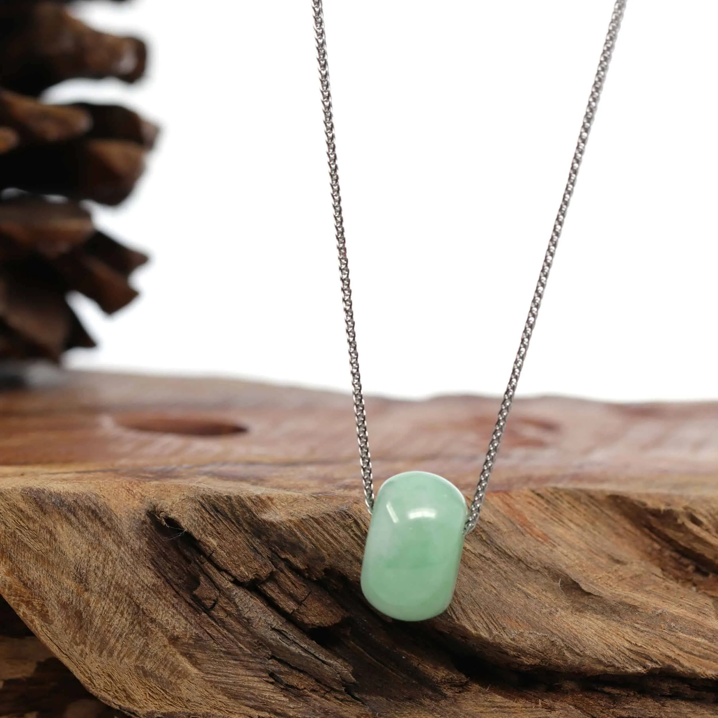 Baikalla "Good Luck Button" Necklace Apple Green Jadeite Jade Lucky Tong Tong Pendant Necklace