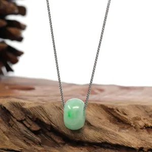 Baikalla "Good Luck Button" Necklace Apple Green Jadeite Jade Lucky Tong Tong Pendant Necklace