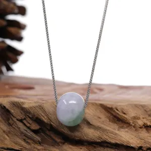 Baikalla "Good Luck Button" Necklace Green & Lavender Jadeite Jade Lucky Tong Tong Pendant Necklace