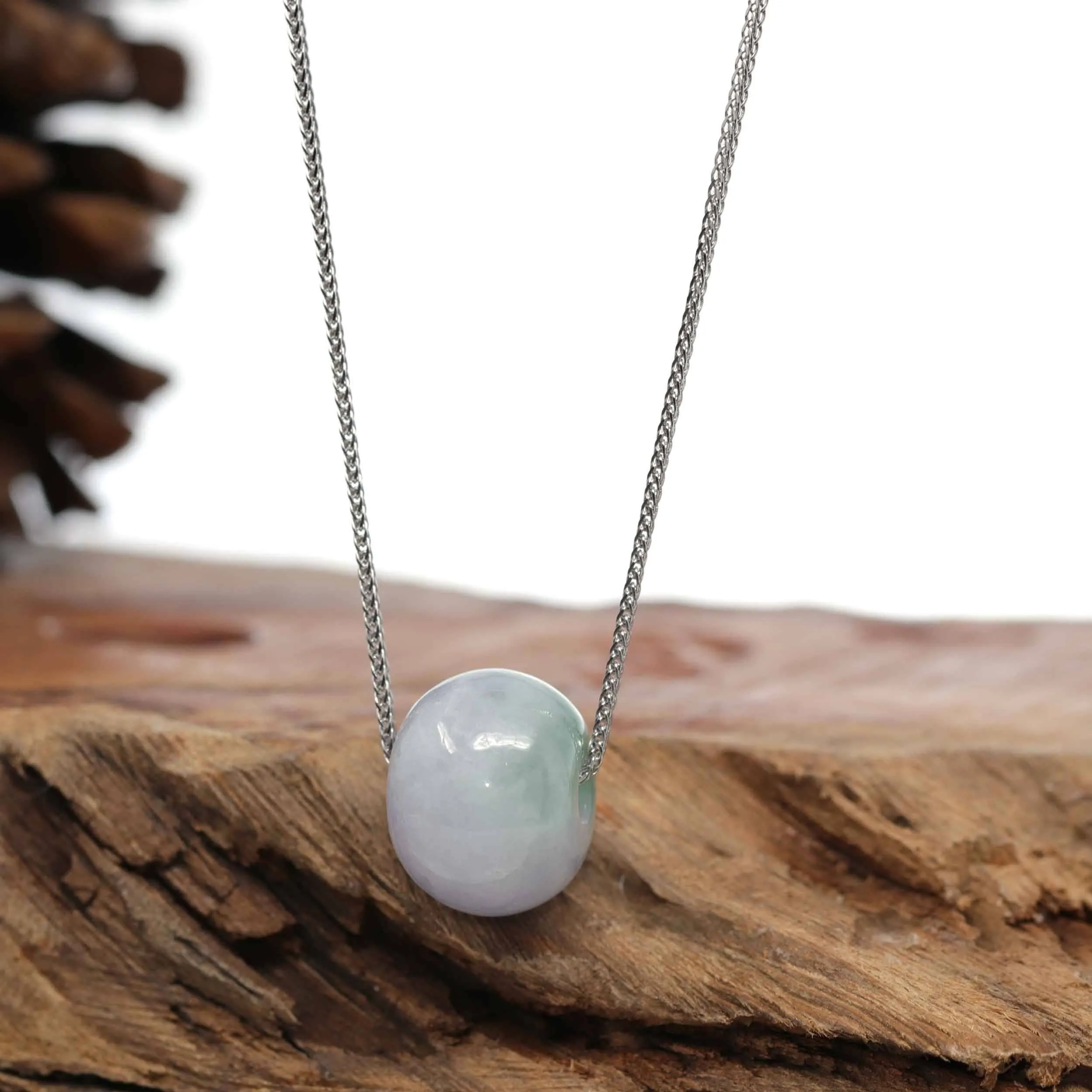 Baikalla "Good Luck Button" Necklace Green & Lavender Jadeite Jade Lucky Tong Tong Pendant Necklace