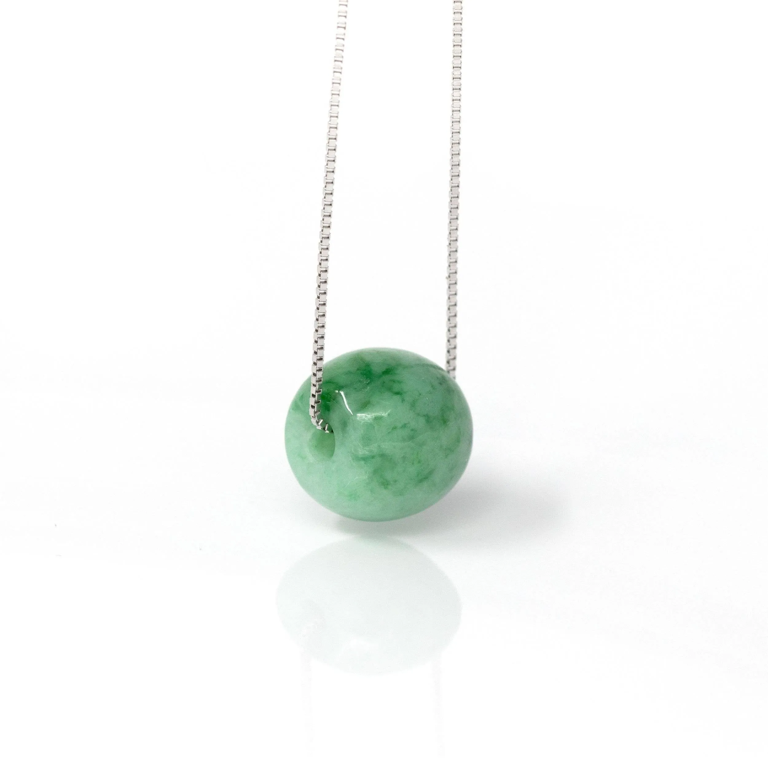 Baikalla™ "Good Luck Button" Necklace Real Blue-Green Jade Lucky TongTong Pendant Necklace
