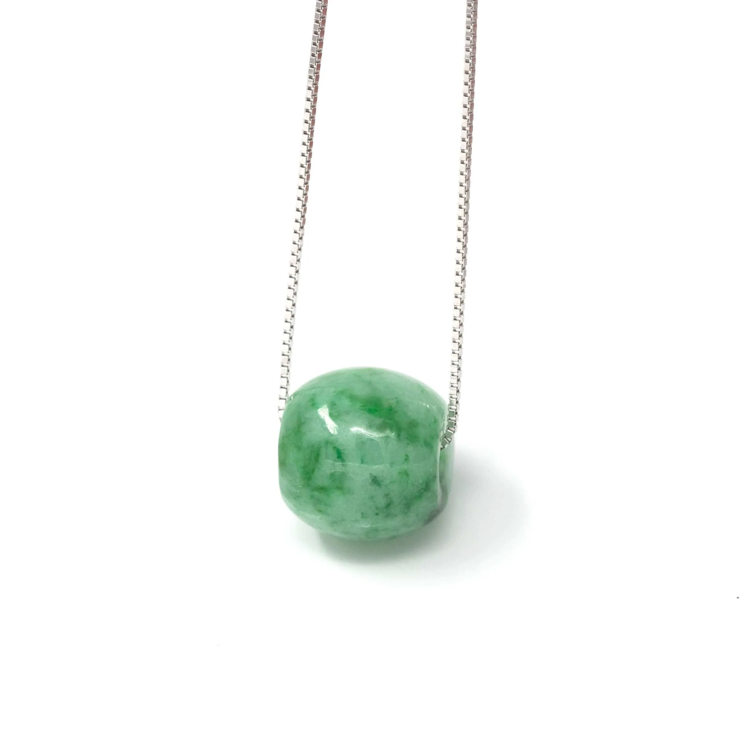 Baikalla™ "Good Luck Button" Necklace Real Blue-Green Jade Lucky TongTong Pendant Necklace