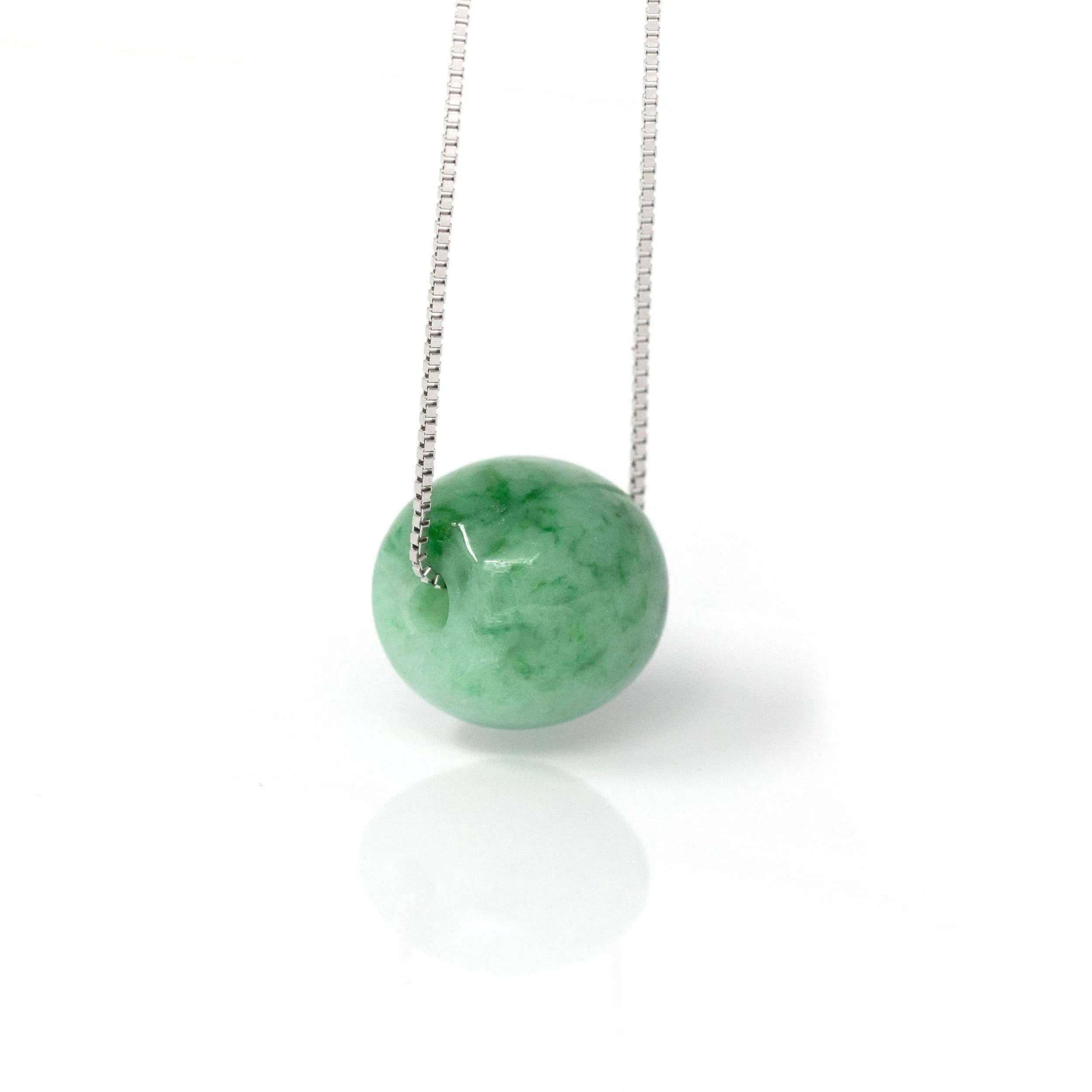 Baikalla™ "Good Luck Button" Necklace Real Blue-Green Jade Lucky TongTong Pendant Necklace