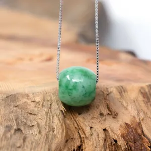 Baikalla™ "Good Luck Button" Necklace Real Blue-Green Jade Lucky TongTong Pendant Necklace