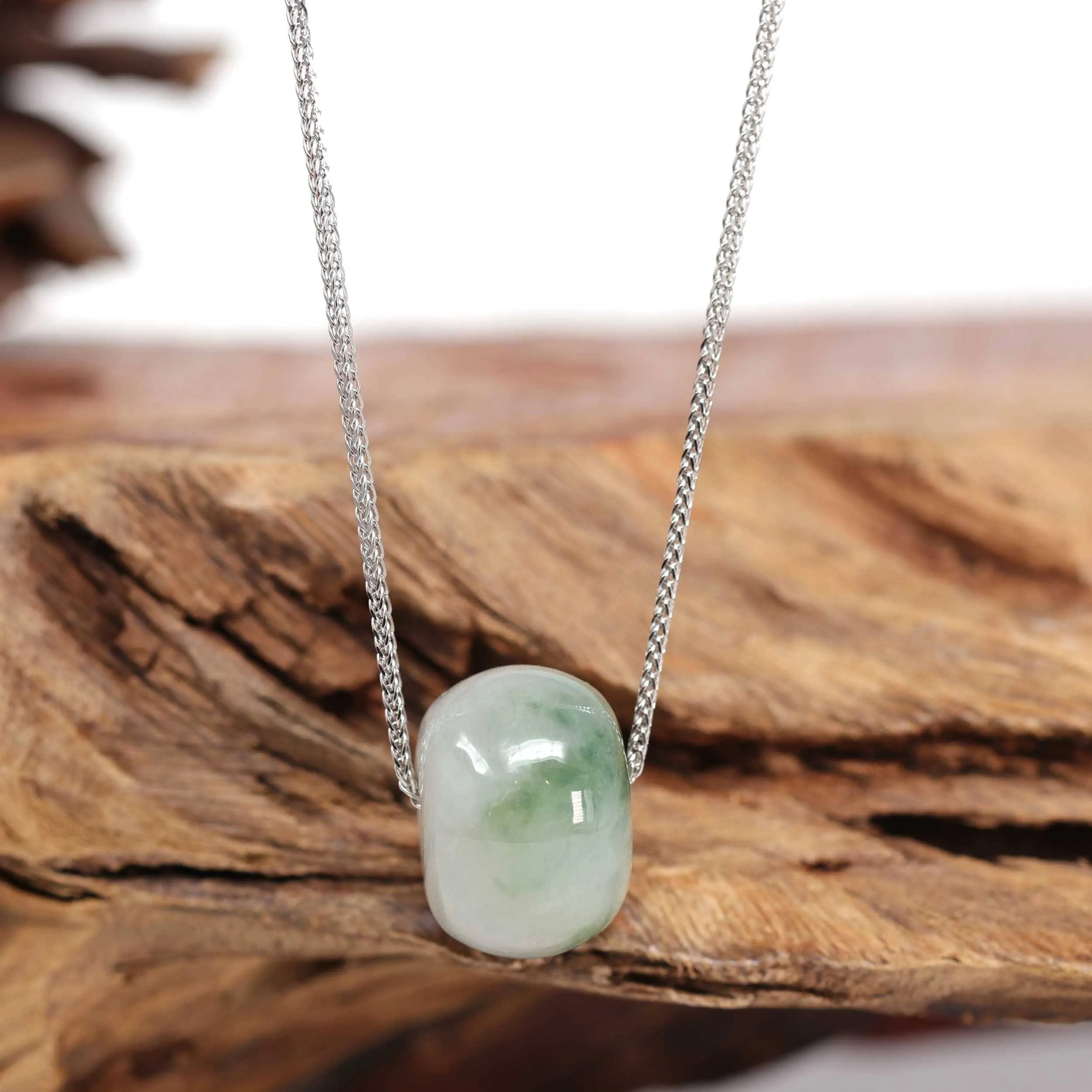Baikalla™ "Good Luck Button" Necklace Real Ice Blue Green Jade Lucky KouKou Pendant Necklace