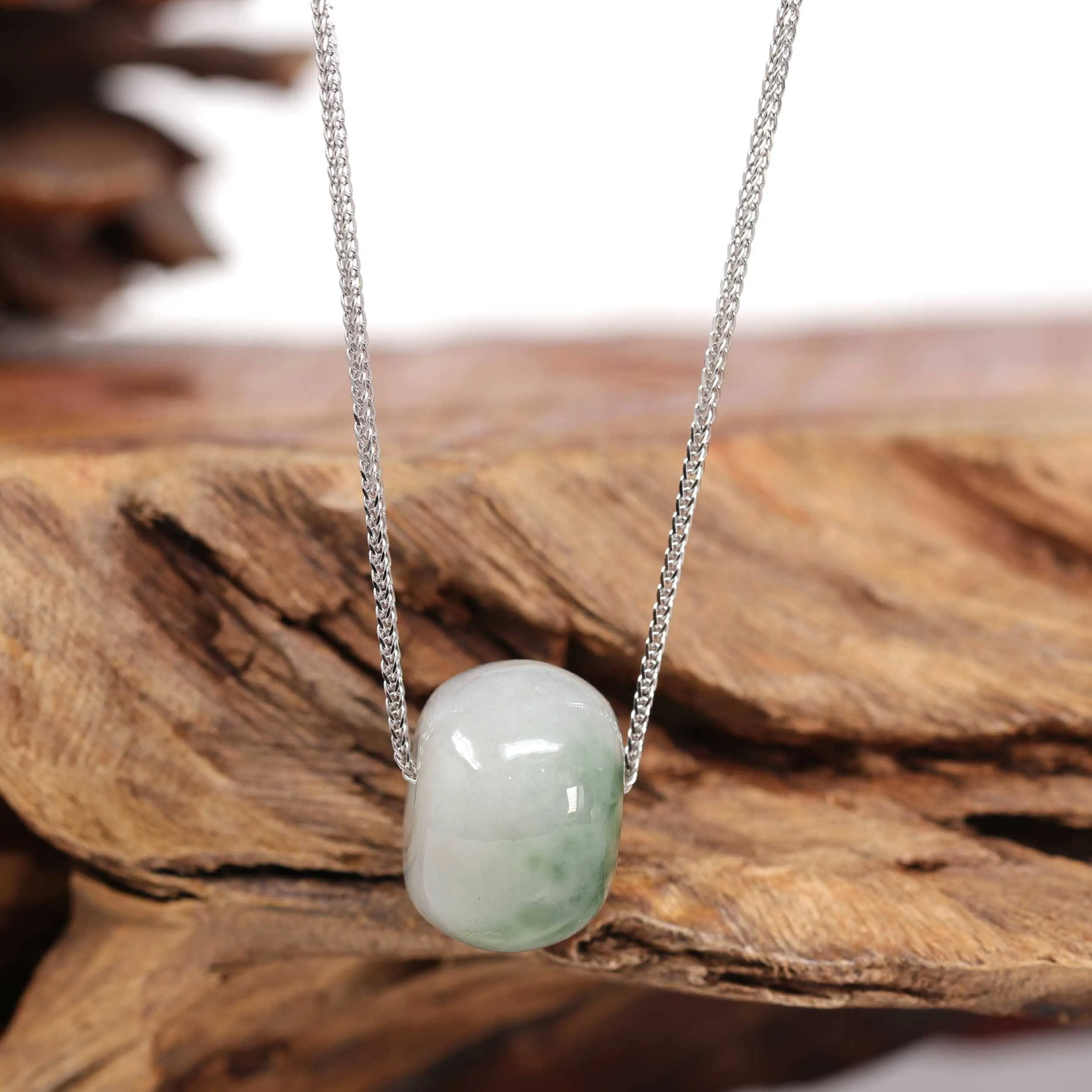Baikalla™ "Good Luck Button" Necklace Real Ice Blue Green Jade Lucky KouKou Pendant Necklace