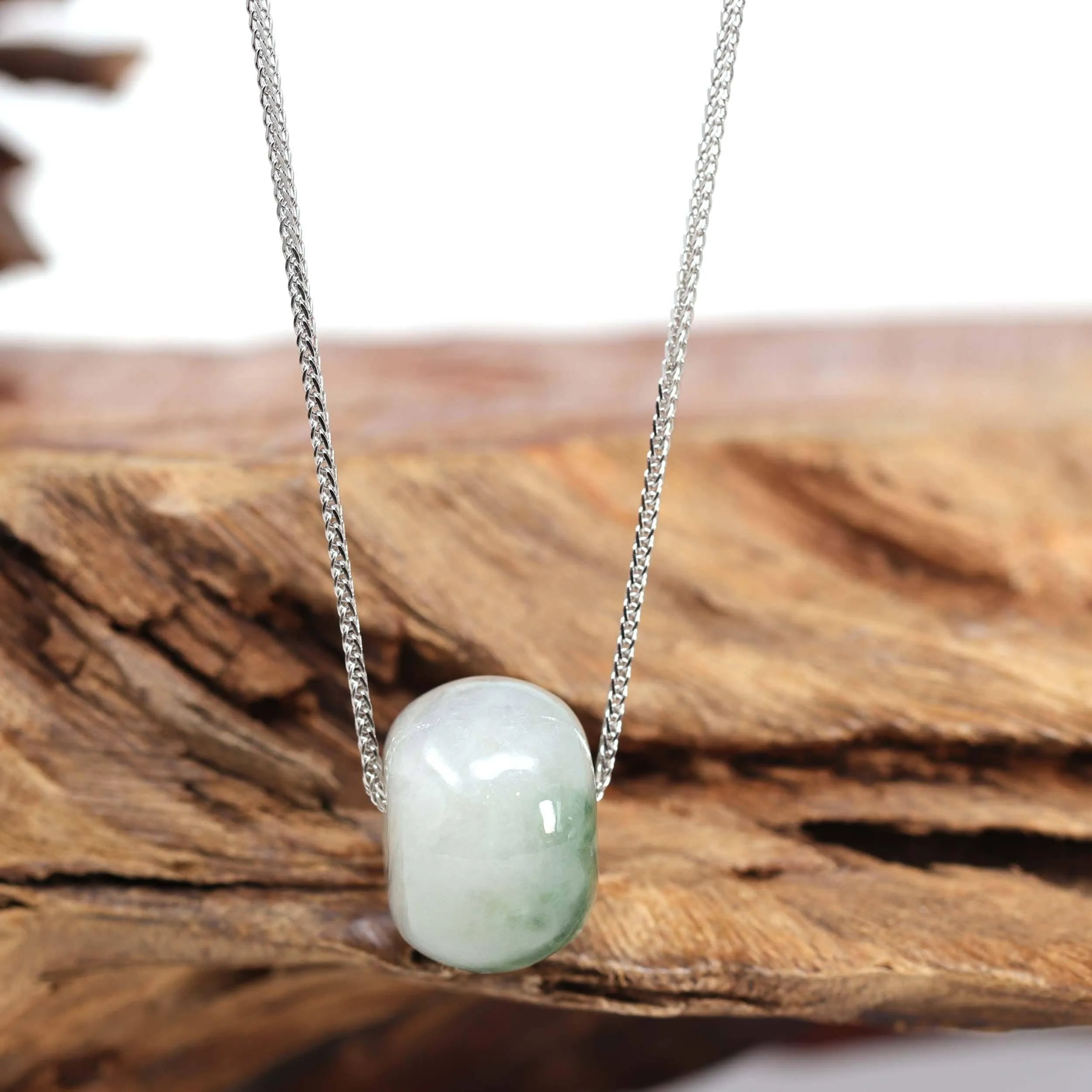 Baikalla™ "Good Luck Button" Necklace Real Ice Blue Green Jade Lucky KouKou Pendant Necklace