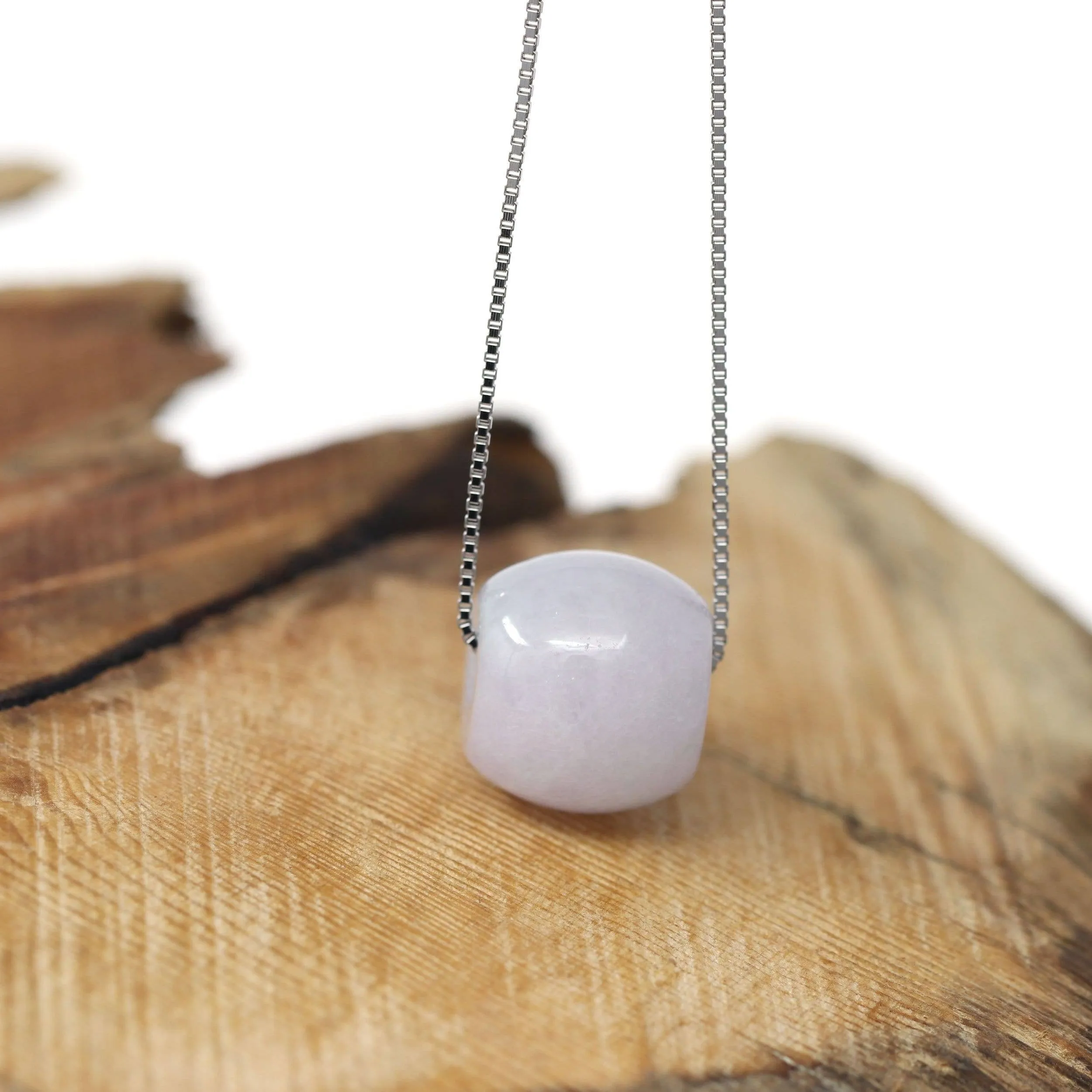 Baikalla™ "Good Luck Button" Necklace Real Lavender Jade Lucky TongTong Donut Pendant Necklace