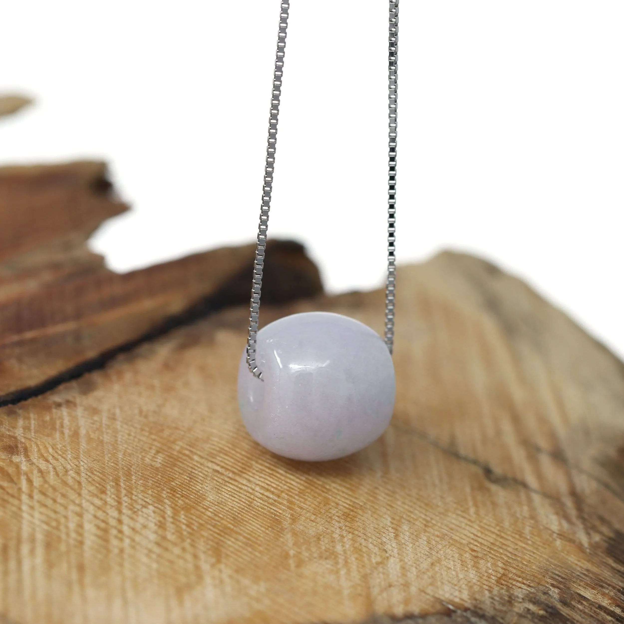 Baikalla™ "Good Luck Button" Necklace Real Lavender Jade Lucky TongTong Donut Pendant Necklace