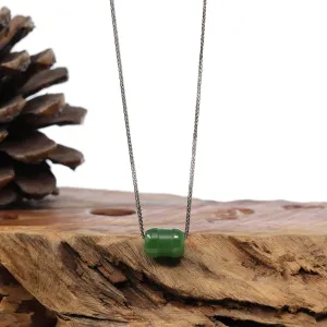Baikalla™ "Good Luck Button" Nephrite Green Jade Lucky TongTong Pendant Necklace