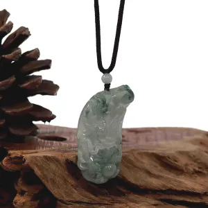 Baikalla "Roaring Dragon" Natural Jadeite Jade Blue Green Pendant Necklace For Men