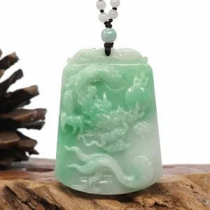 Baikalla "Roaring Dragon" Natural Jadeite Jade Green Pendant Necklace For Men, Collectibles