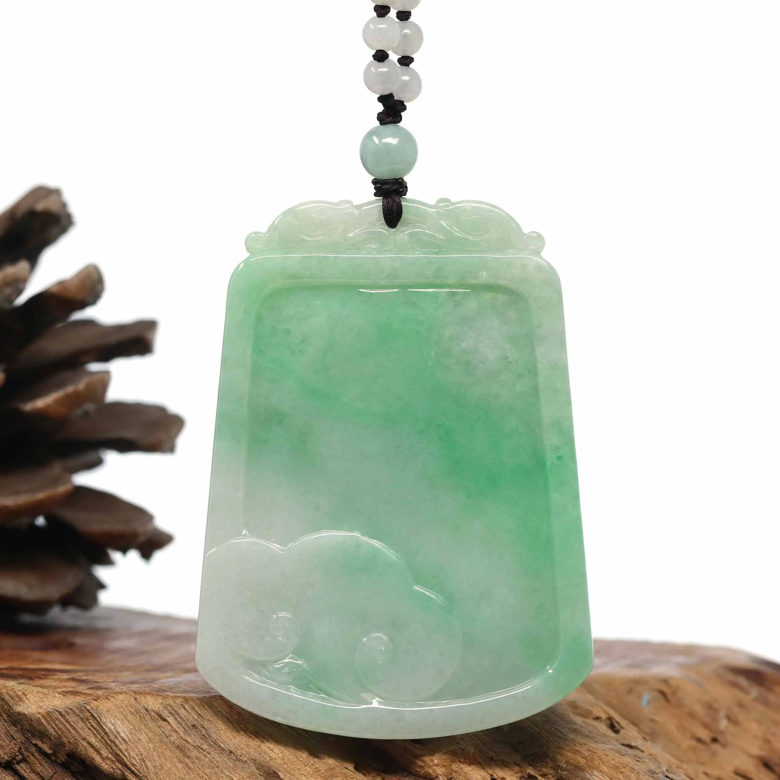 Baikalla "Roaring Dragon" Natural Jadeite Jade Green Pendant Necklace For Men, Collectibles