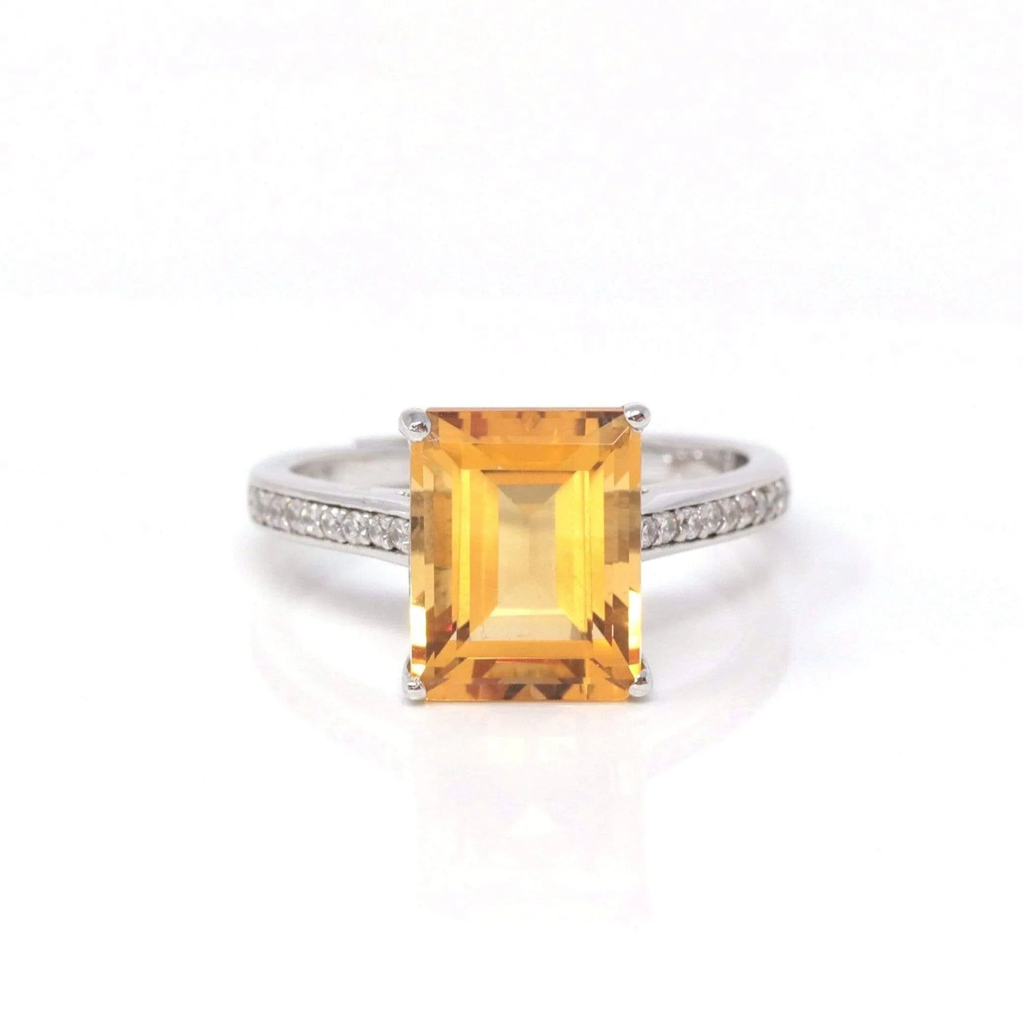 Baikalla™ Sterling Silver Emerald Cut Citrine Ring