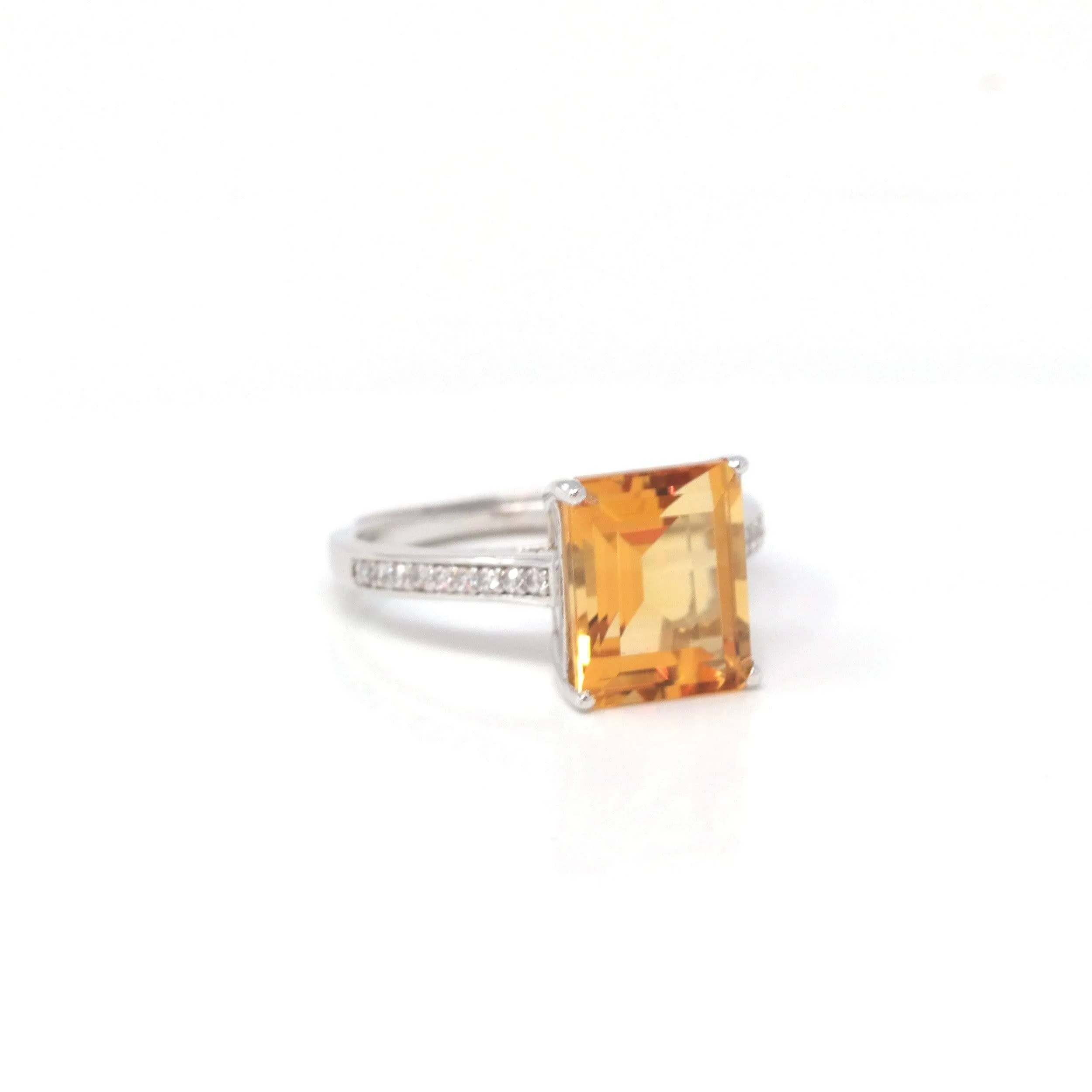 Baikalla™ Sterling Silver Emerald Cut Citrine Ring