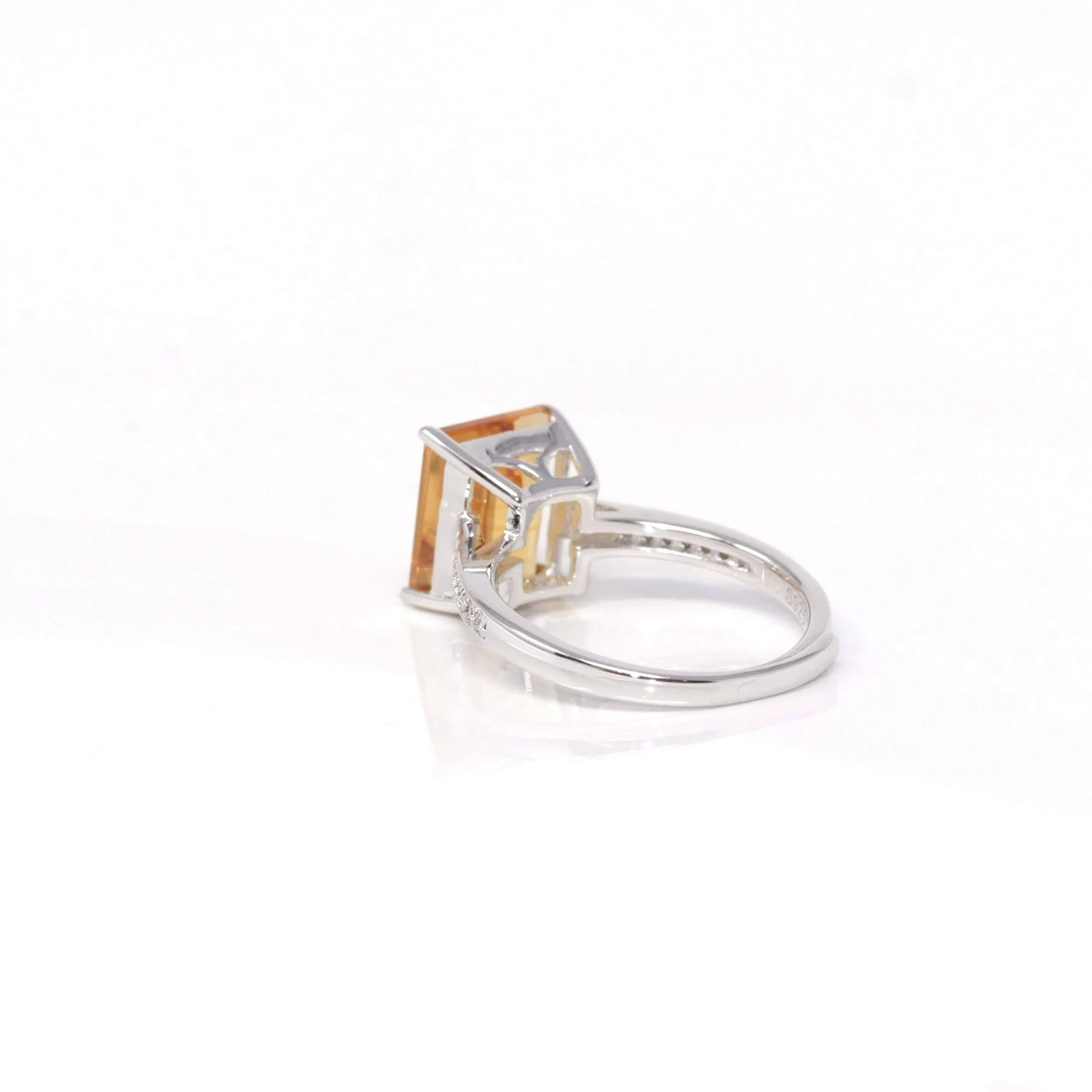 Baikalla™ Sterling Silver Emerald Cut Citrine Ring