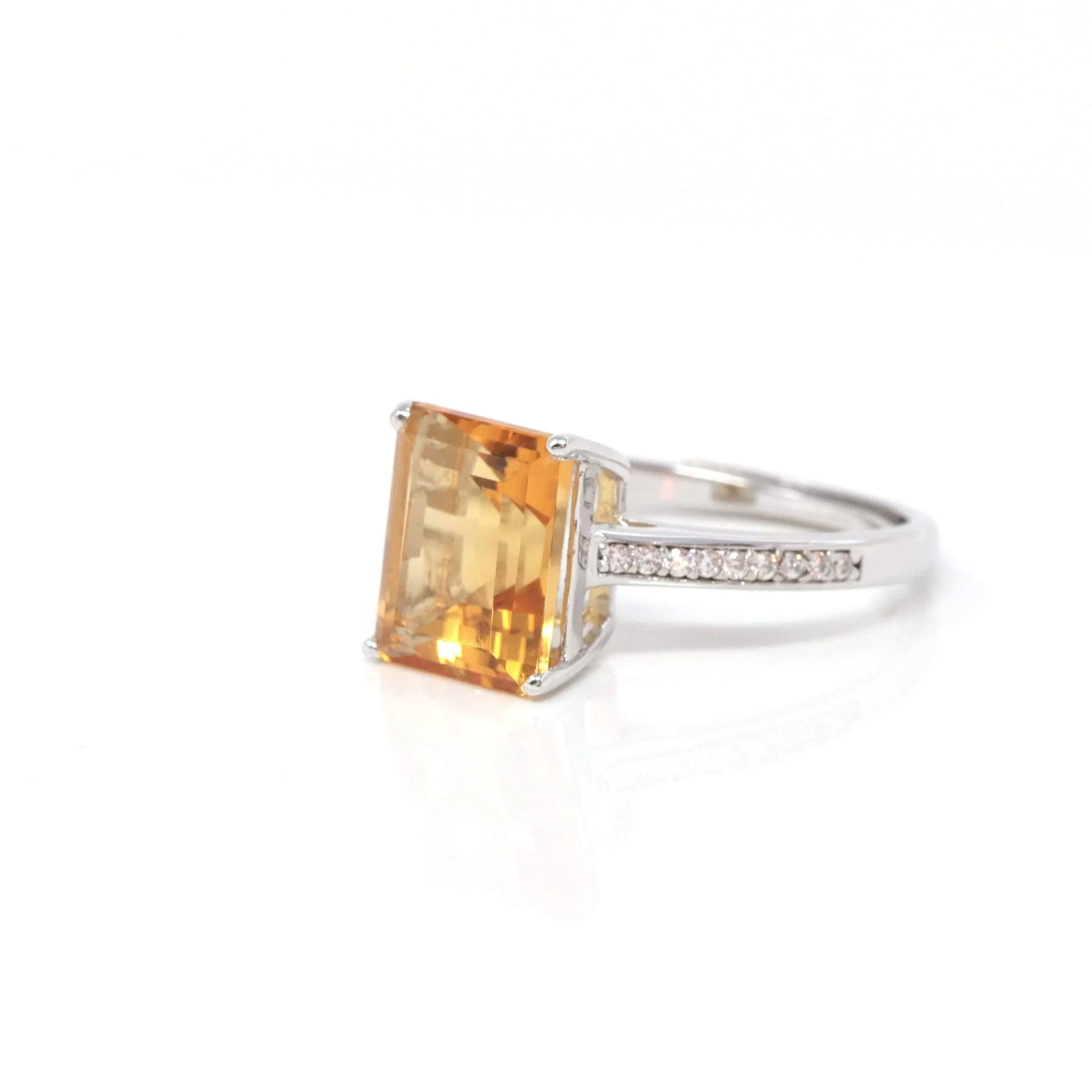 Baikalla™ Sterling Silver Emerald Cut Citrine Ring