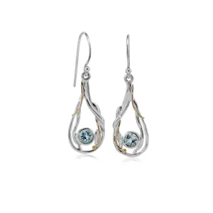 Banyan Organic Teardrop Undulating Blue Topaz Earrings