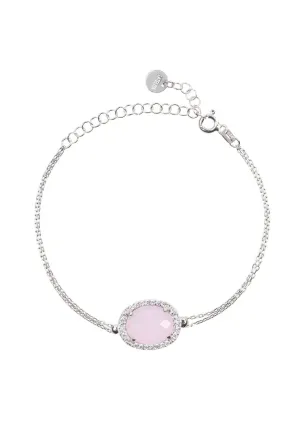 Beatrice Oval Gemstone Bracelet Silver Rose Quartz