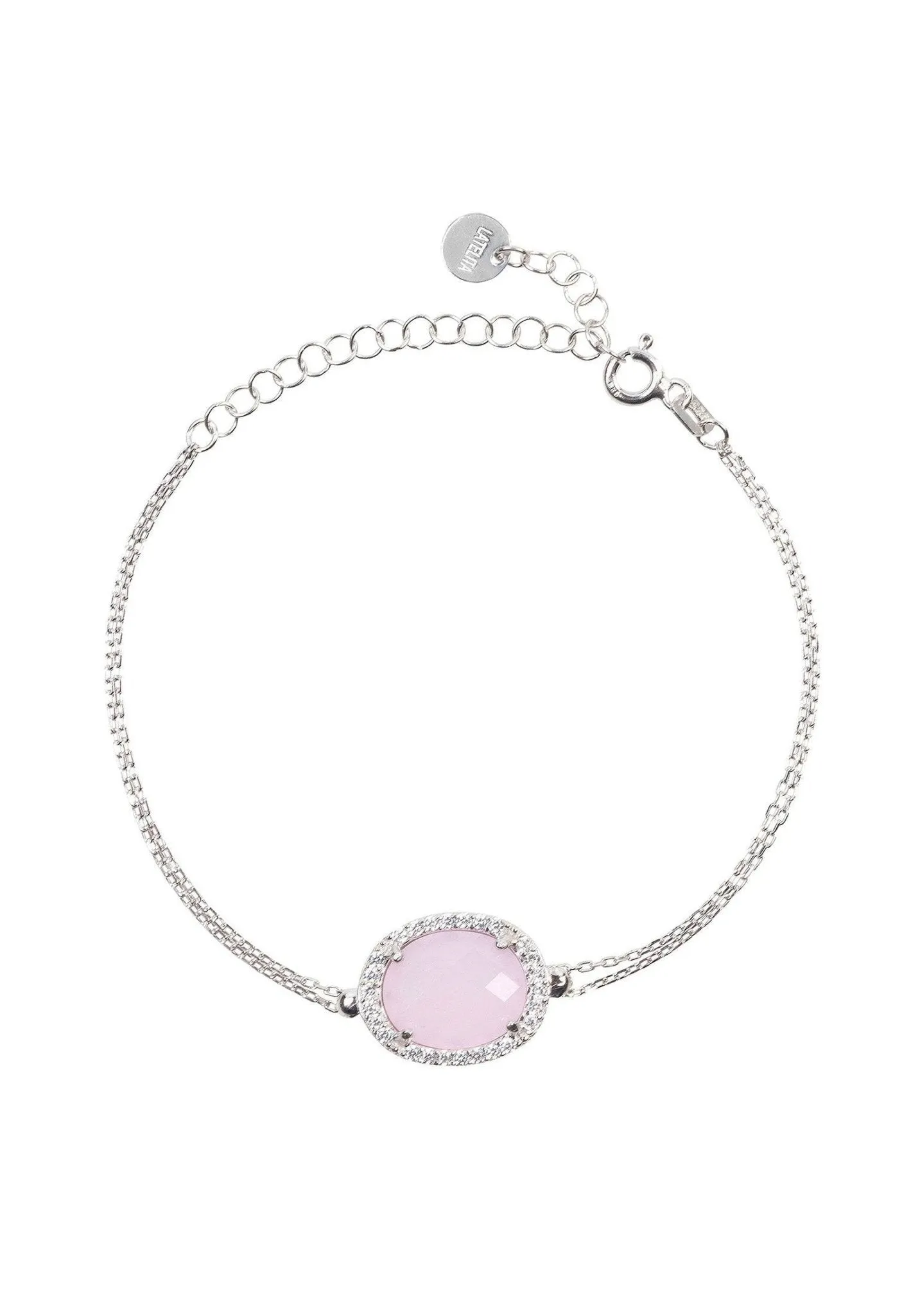 Beatrice Oval Gemstone Bracelet Silver Rose Quartz
