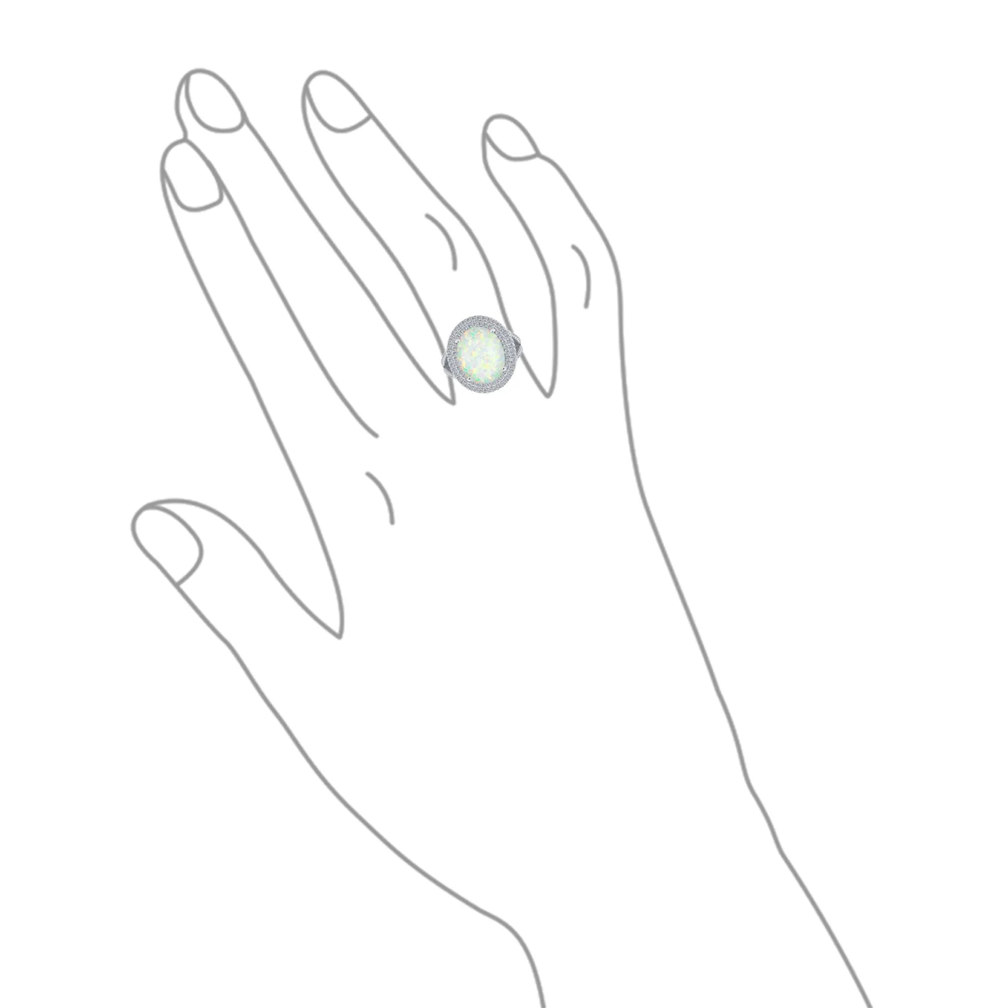 Big Halo 7-10CT Oval Teardrop White Opal Engagement Ring .925 Silver