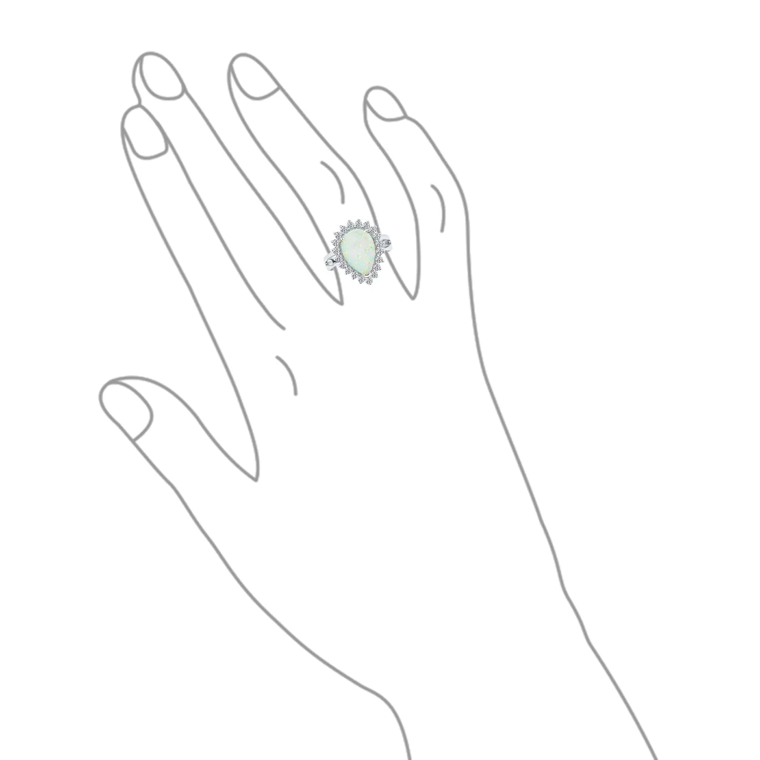 Big Halo 7-10CT Oval Teardrop White Opal Engagement Ring .925 Silver