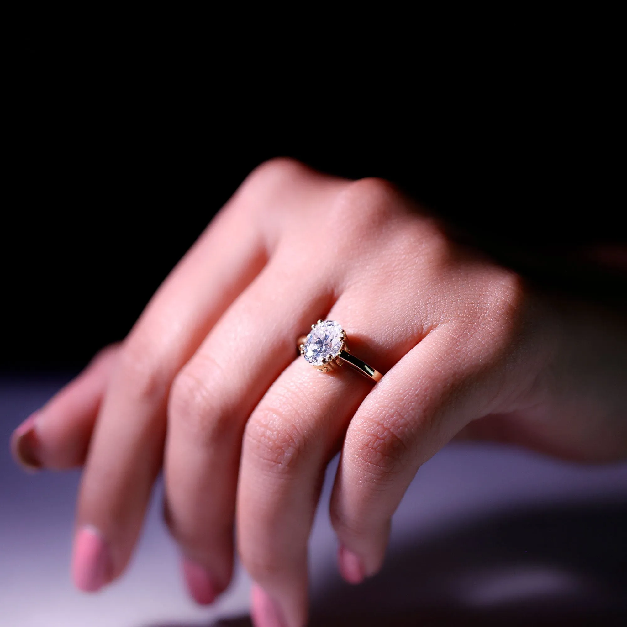 Certified Moissanite Oval Cut Engagement Ring