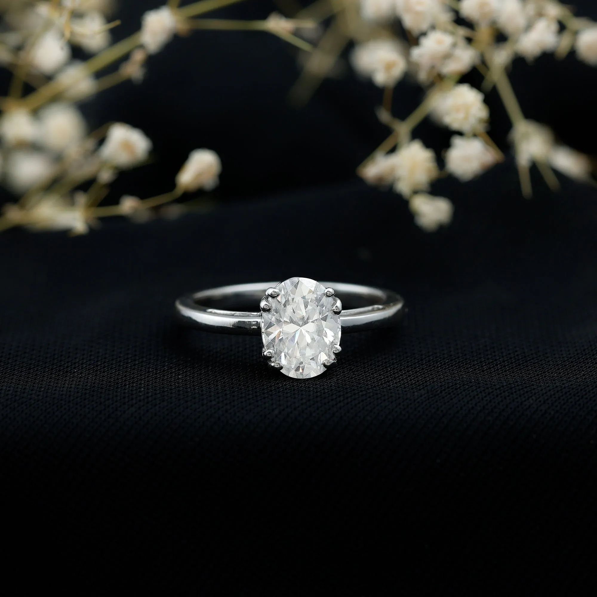 Certified Moissanite Oval Cut Engagement Ring