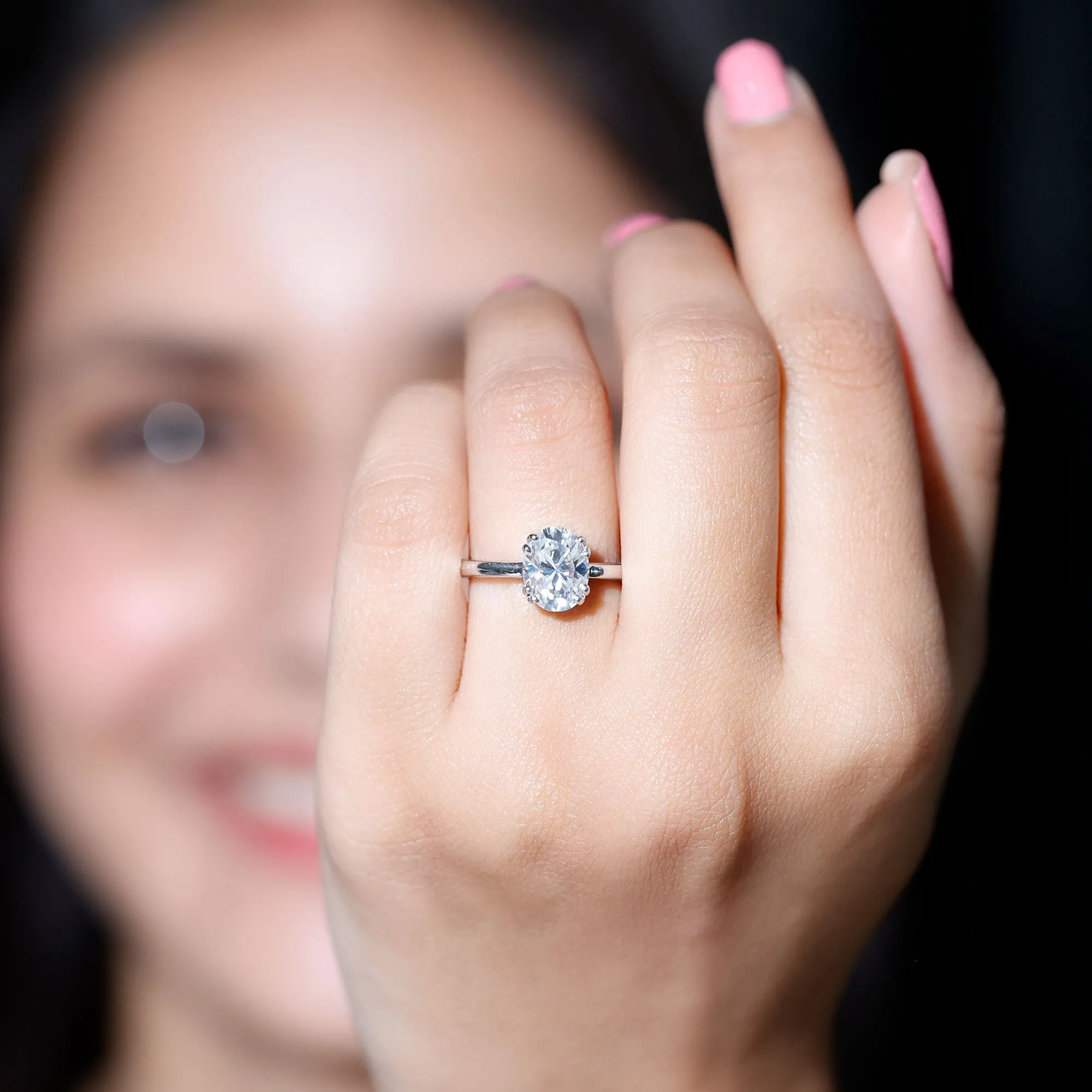 Certified Moissanite Oval Cut Engagement Ring