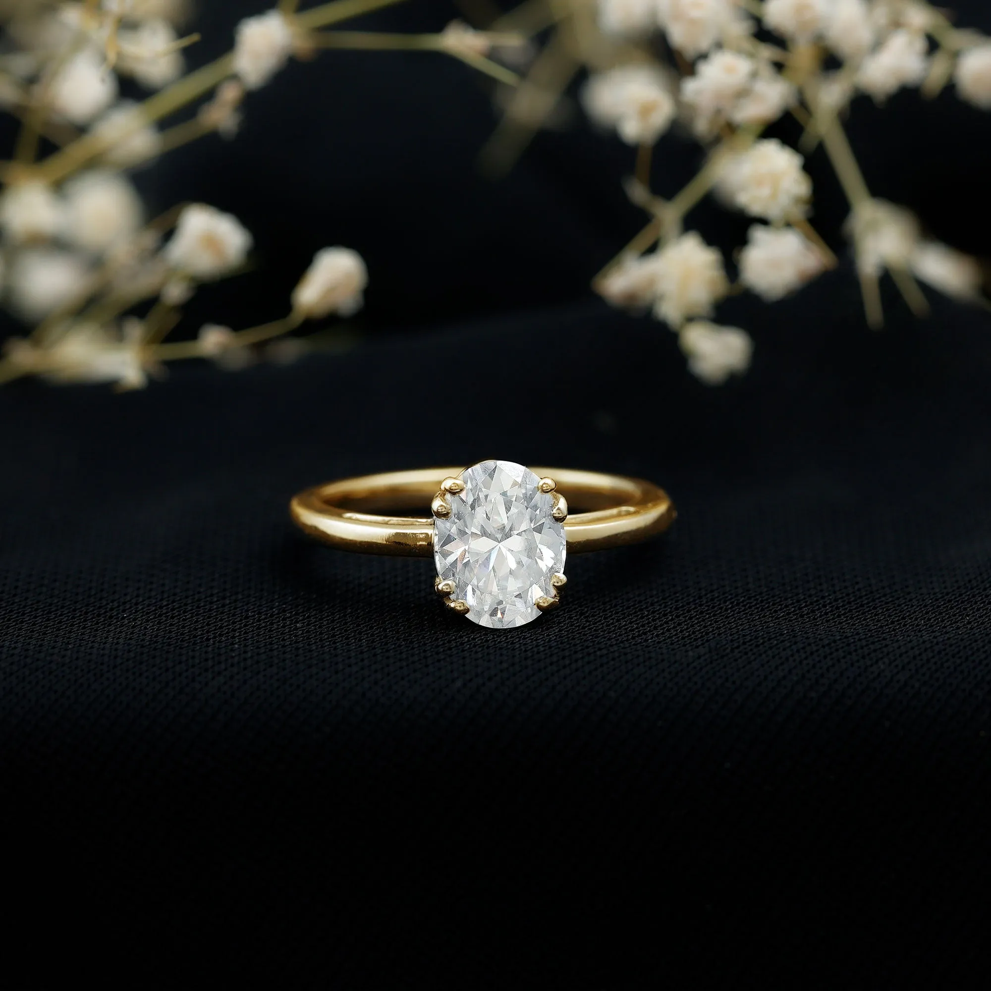 Certified Moissanite Oval Cut Engagement Ring