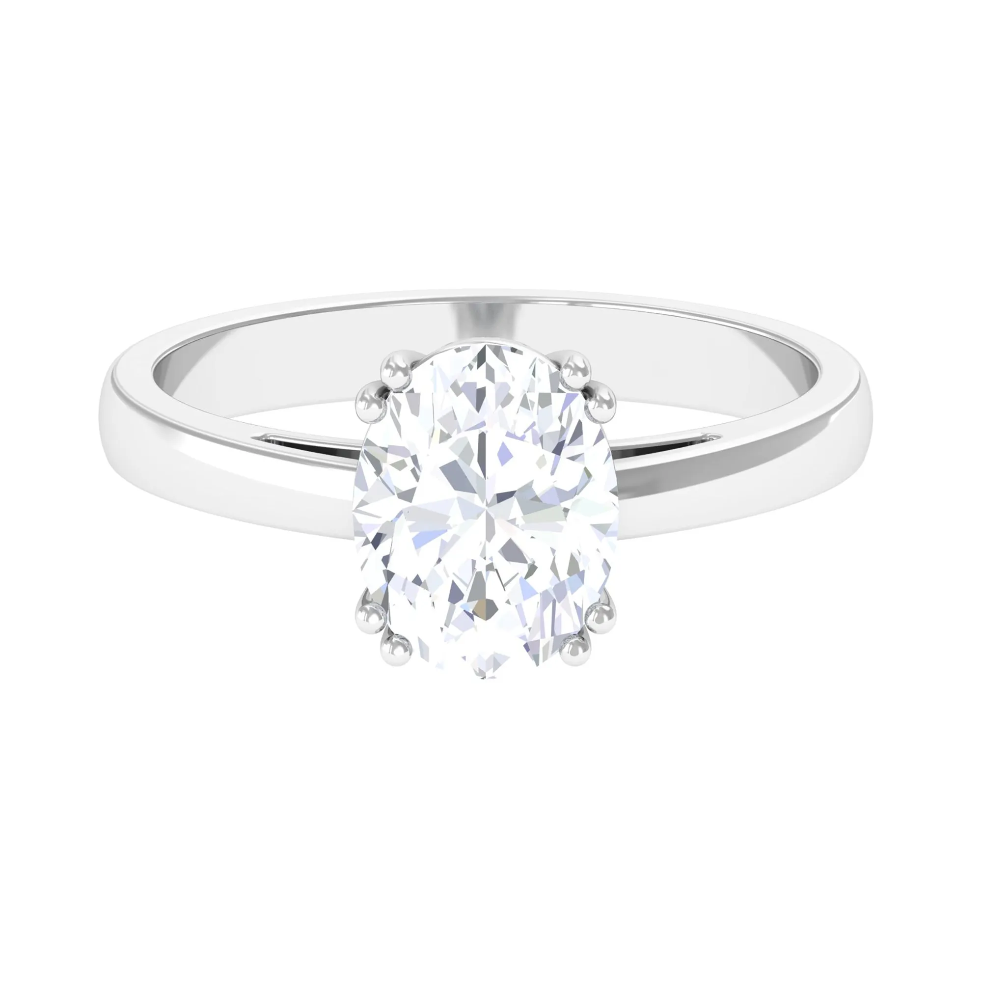 Certified Moissanite Oval Cut Engagement Ring