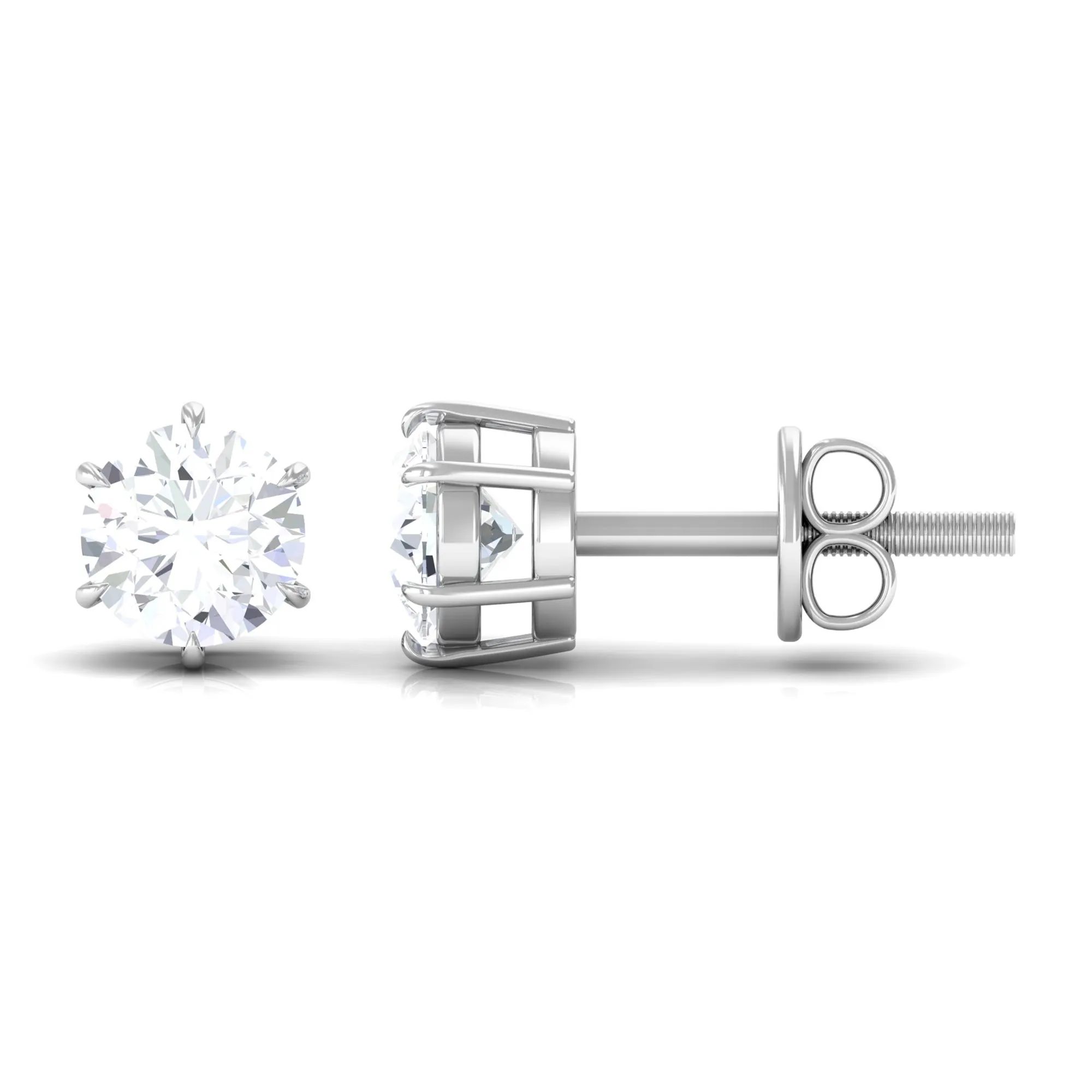 Certified Zircon Solitaire Screw Back Stud Earrings