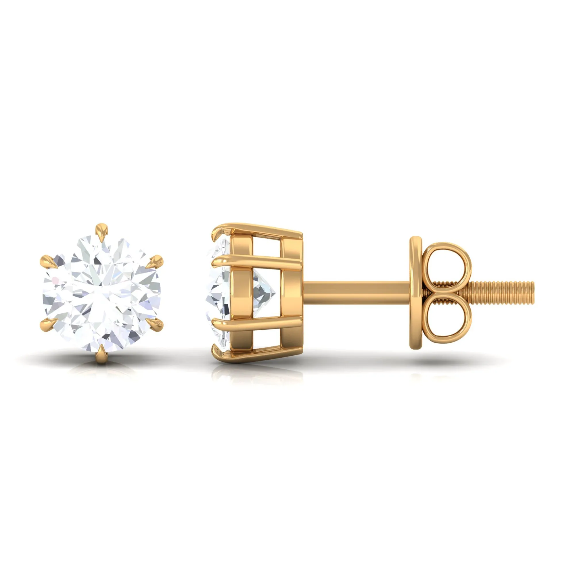 Certified Zircon Solitaire Screw Back Stud Earrings