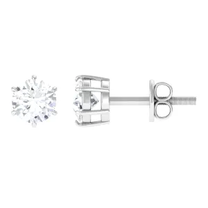 Certified Zircon Solitaire Screw Back Stud Earrings