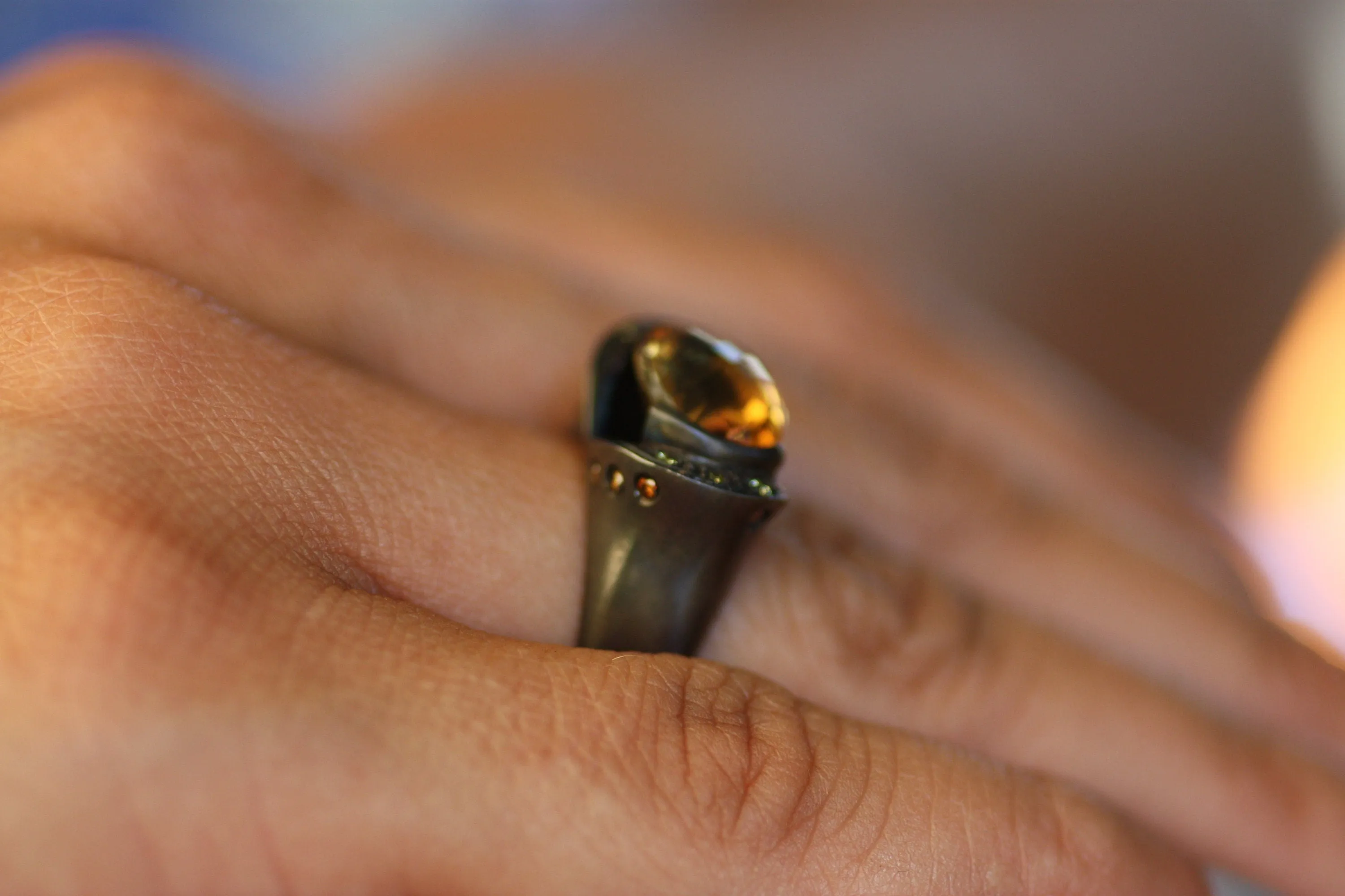 Citrine, Yellow Sapphire, Cognac and yellow diamond ring